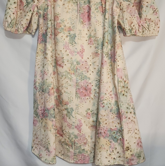 NWT Gee Gee Floral Eyelet Puff Sleeve Dress Cottagecore Balletcore Fall Small - Picture 9 of 11